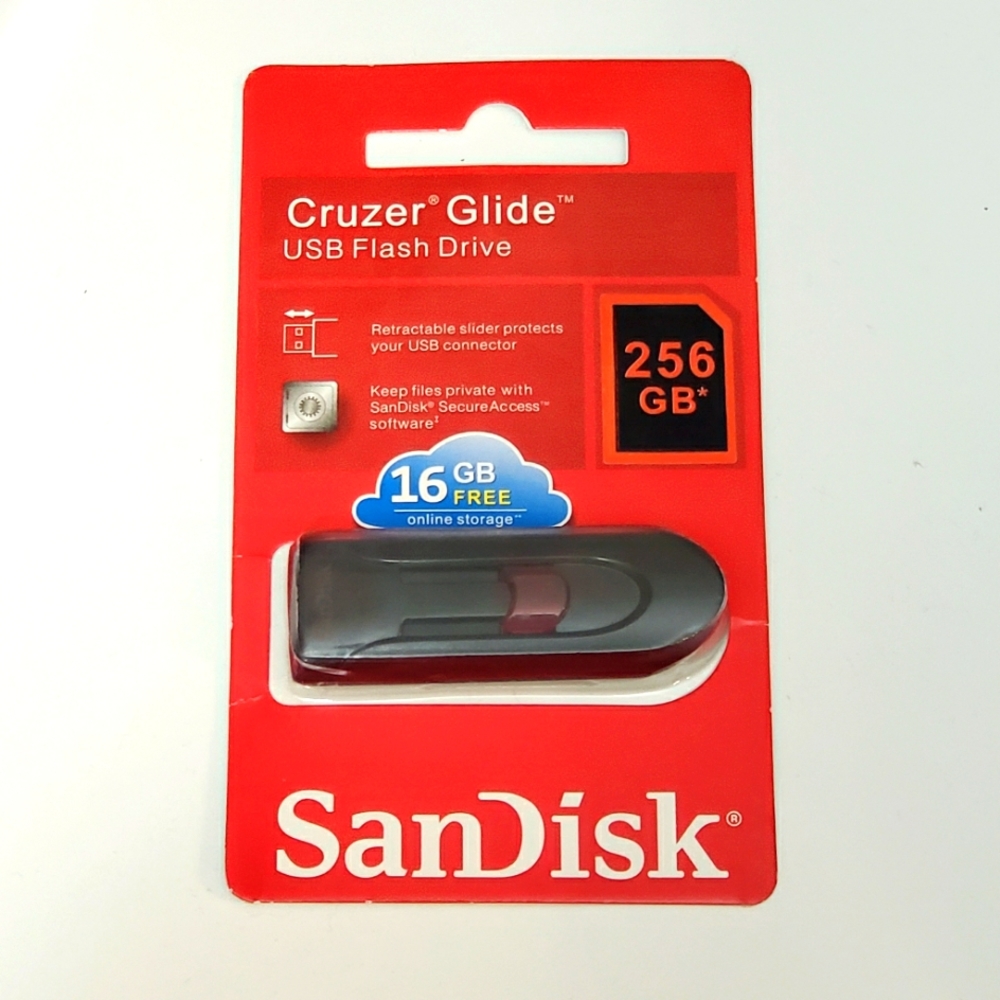 SanDisk Cruzer Glide USB flash drive, 256 GB, brand new